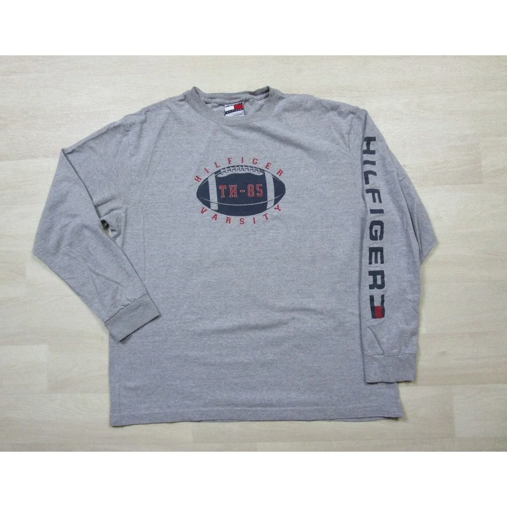 Vintage Long Sleeve Tommy Hilfiger Football Shirt (M) TH-85 Y2K Varsity Graphic